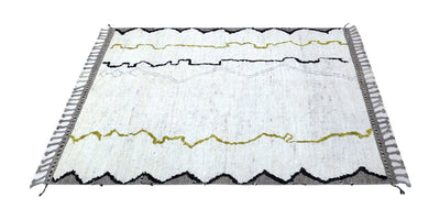 Tappeto design moderno bianco stile berbero, fatto a mano 251x181cm
