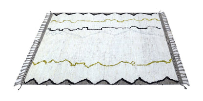 Modern design white Berber style carpet, handmade 251x181cm