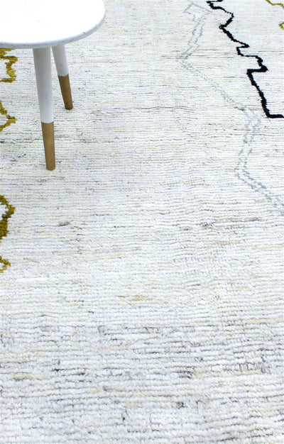 Tappeto design moderno bianco stile berbero, fatto a mano 251x181cm