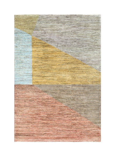 Handmade Modern Wool Rug, Geometric Design, 235x161cm