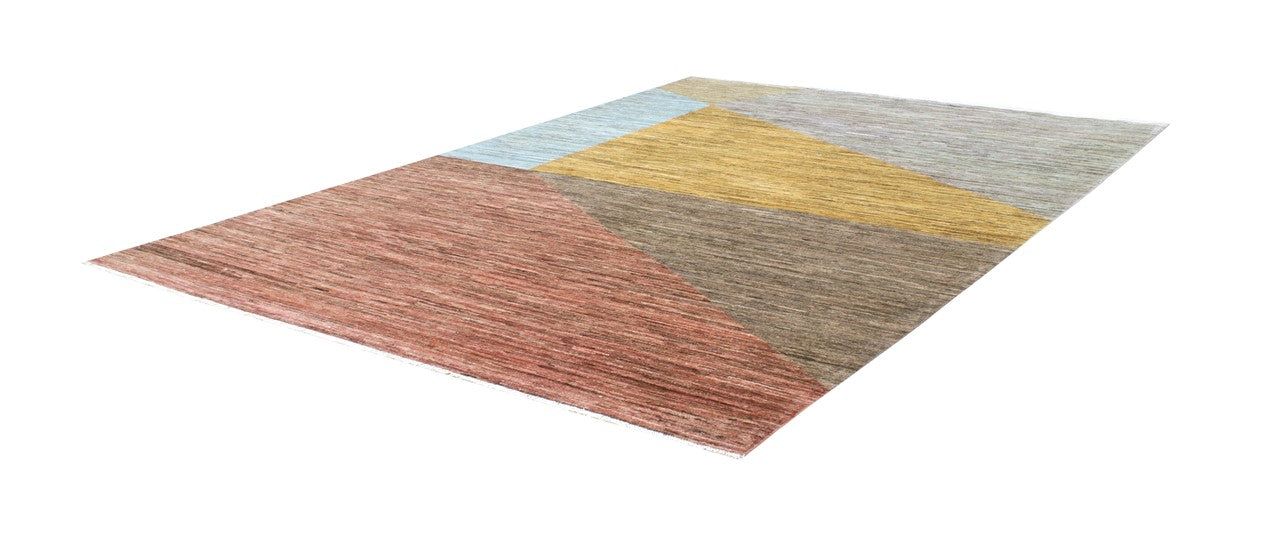 Handmade Modern Wool Rug, Geometric Design, 235x161cm