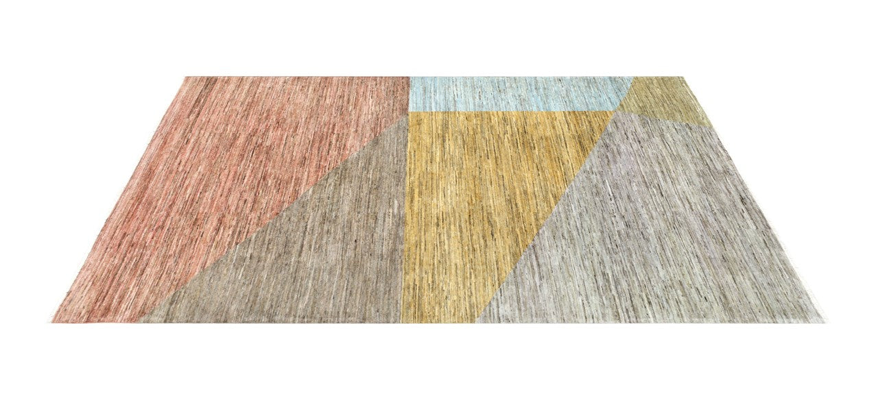 Handmade Modern Wool Rug, Geometric Design, 235x161cm