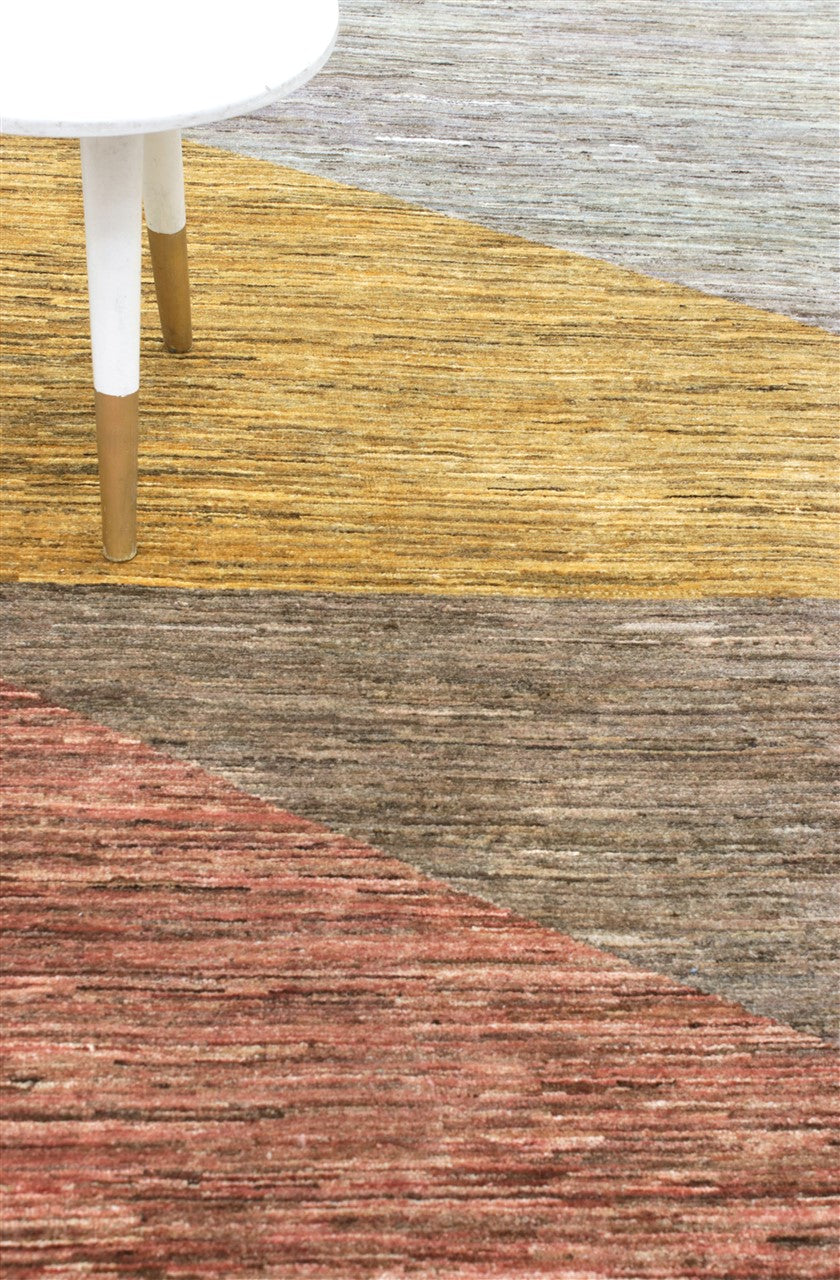 Handmade Modern Wool Rug, Geometric Design, 235x161cm