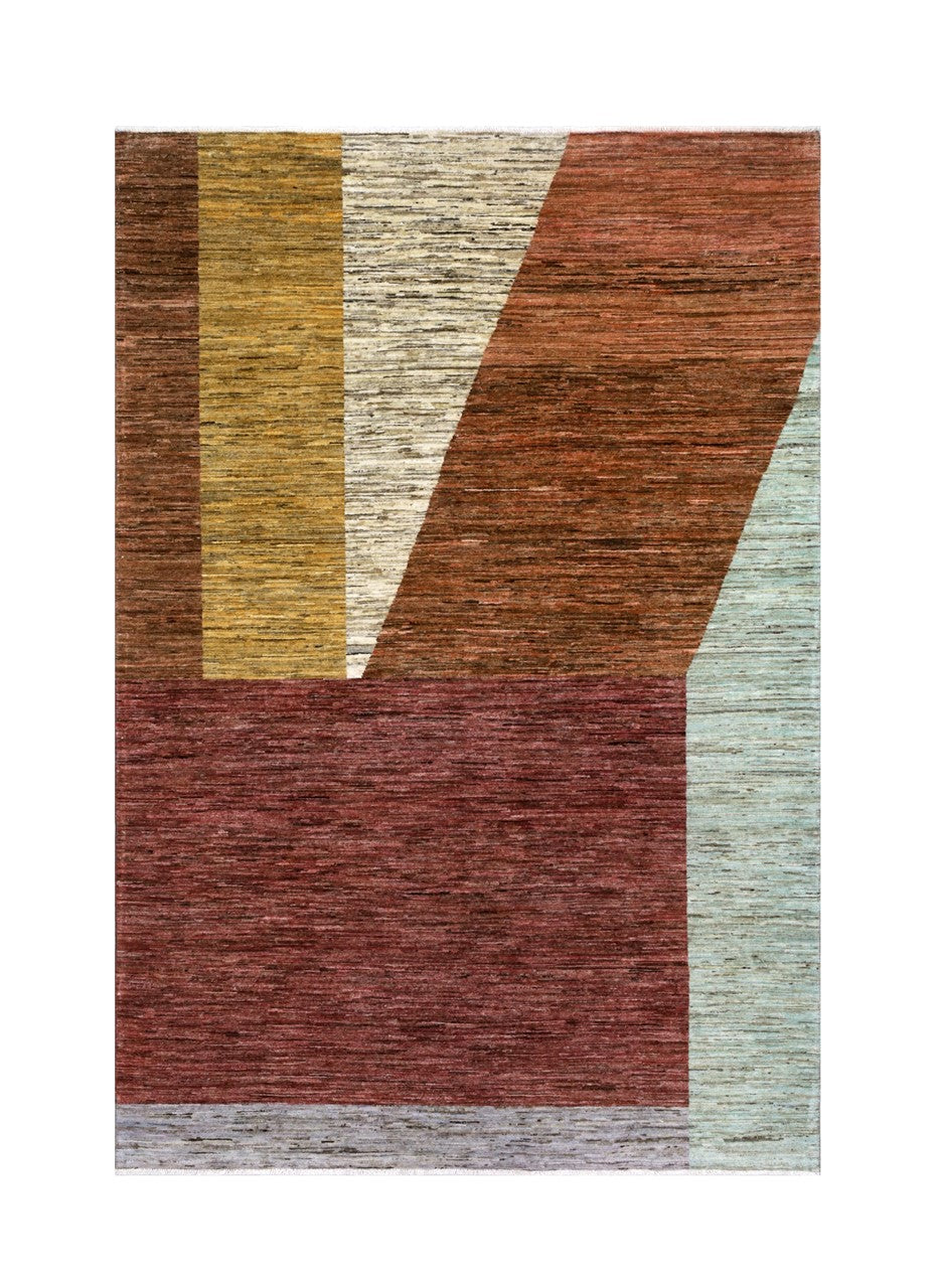 Handmade Modern Wool Rug, Geometric Design, 228x159cm