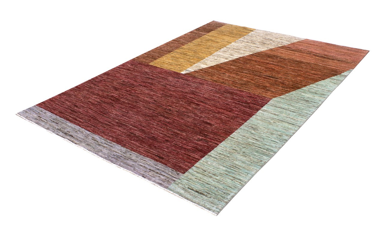 Handmade Modern Wool Rug, Geometric Design, 228x159cm
