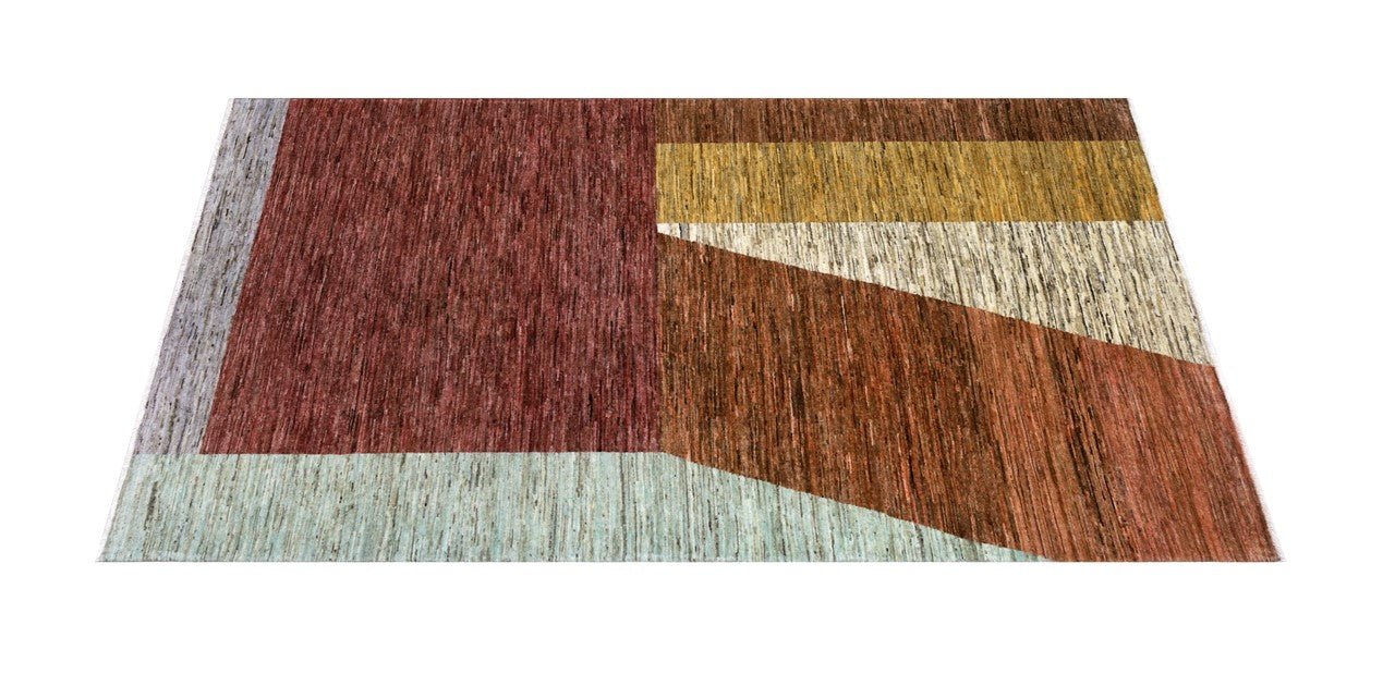Handmade Modern Wool Rug, Geometric Design, 228x159cm