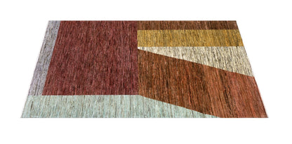 Handmade Modern Wool Rug, Geometric Design, 228x159cm