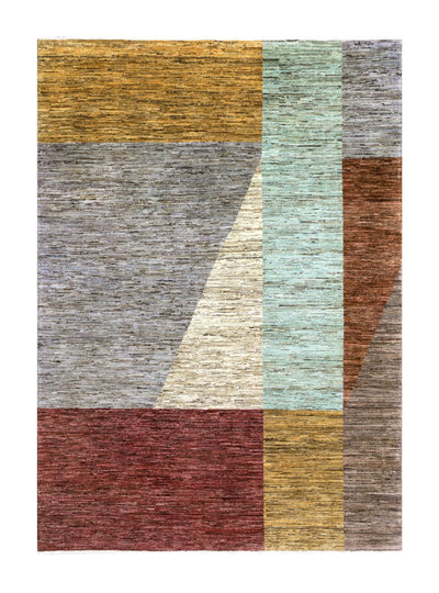 Handmade Modern Wool Rug, Geometric Design, 228x161cm