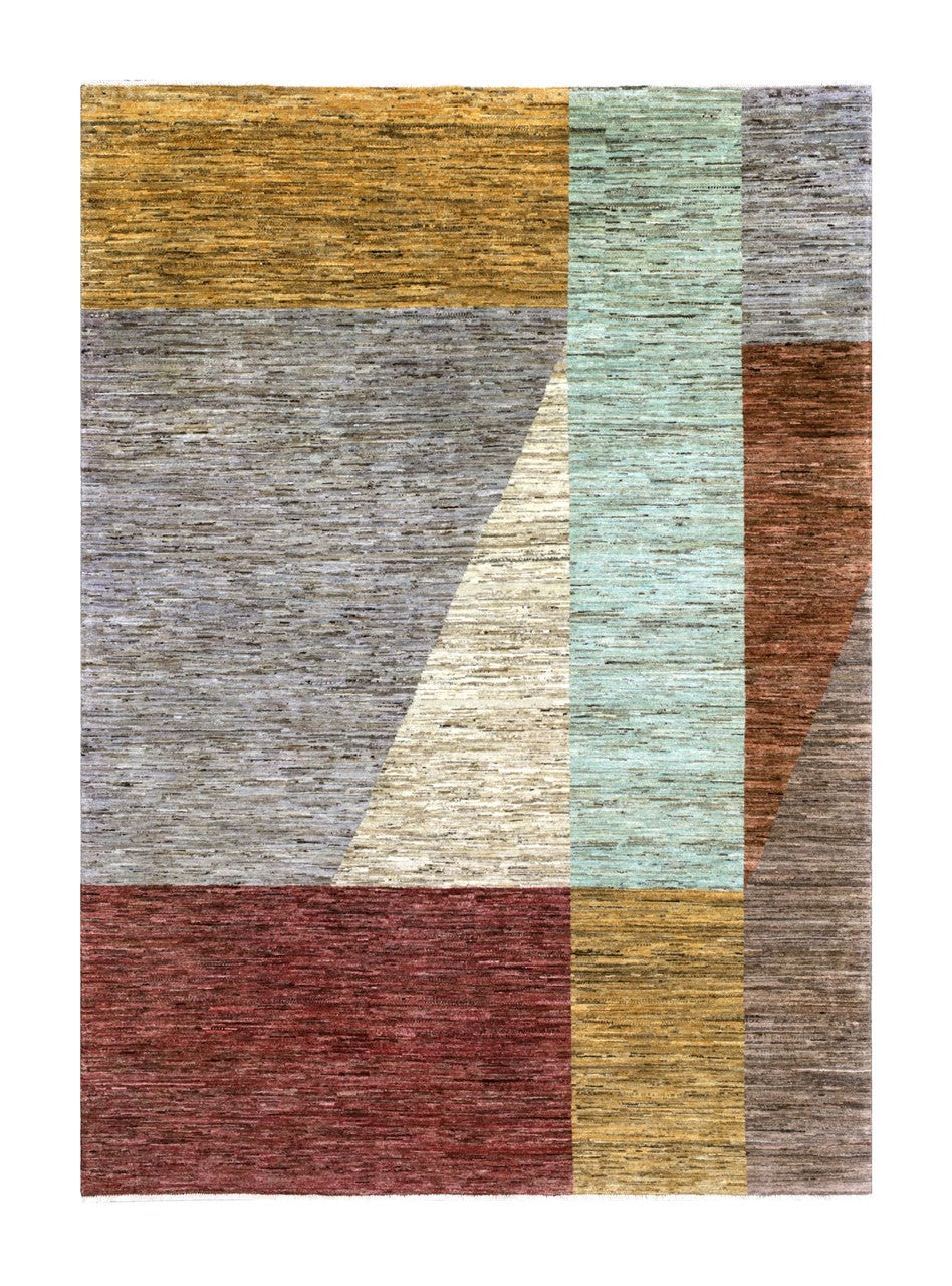 Handmade Modern Wool Rug, Geometric Design, 228x161cm
