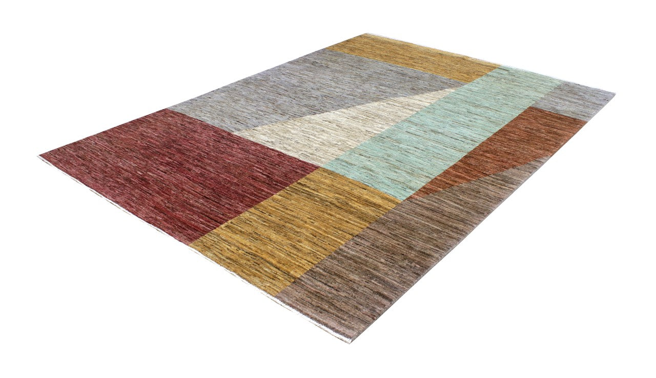 Handmade Modern Wool Rug, Geometric Design, 228x161cm