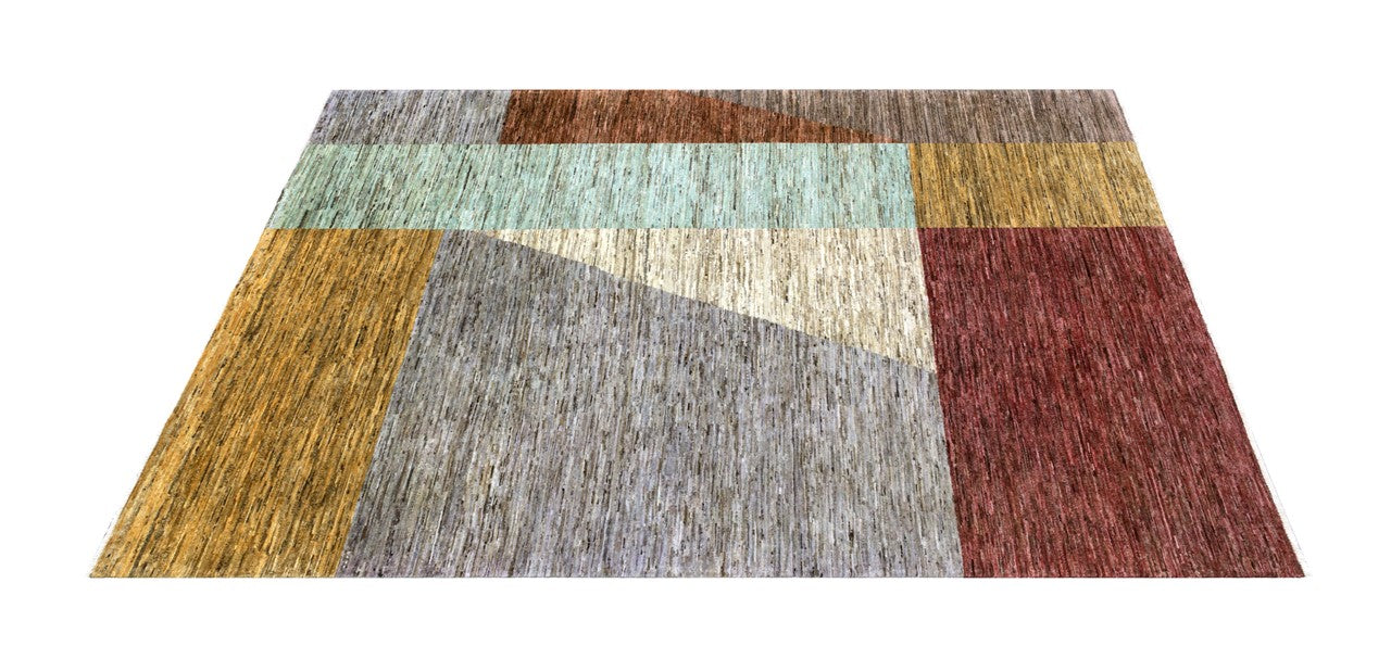 Handmade Modern Wool Rug, Geometric Design, 228x161cm