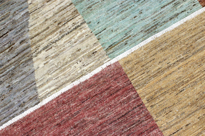 Handmade Modern Wool Rug, Geometric Design, 228x161cm