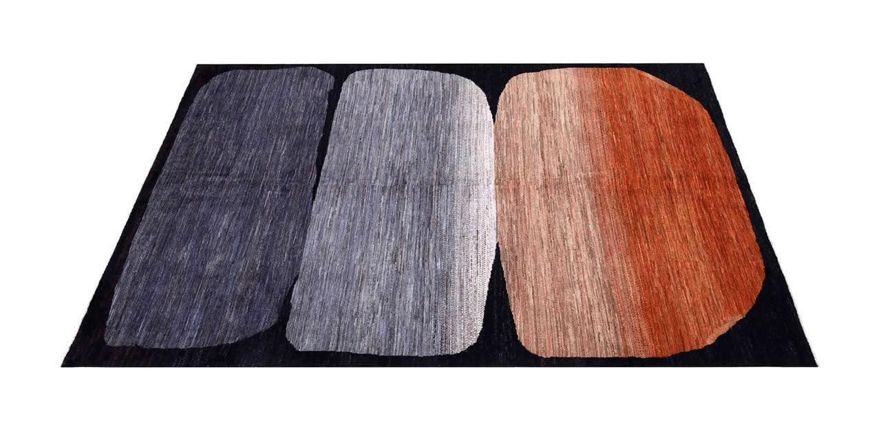 Modern design wool carpet, handmade, multi, 227x170cm