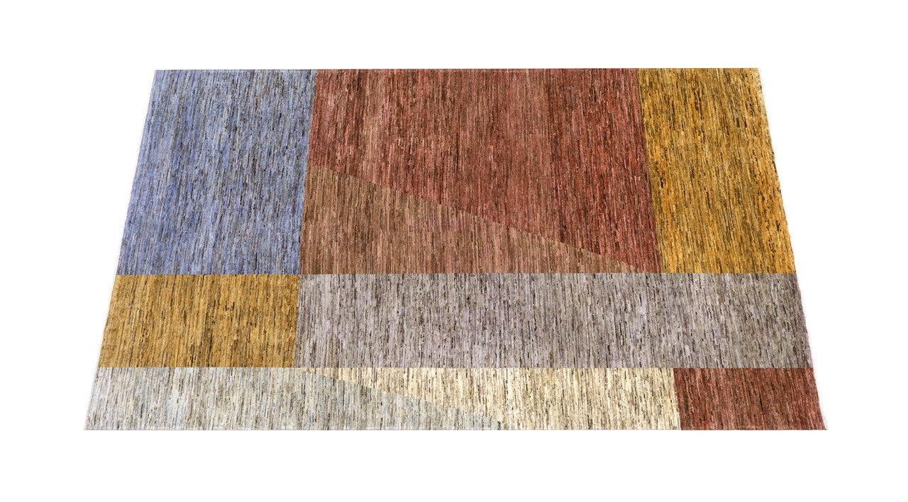 Handmade Modern Wool Rug, Geometric Design, 289x244cm