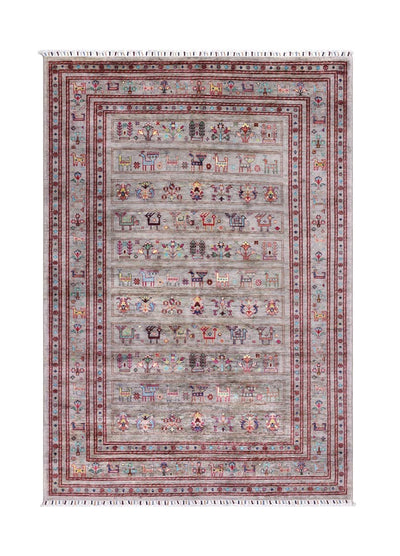 Tappeto Afghan grigio in lana, fatto a mano 253x171cm - CarpetLiving