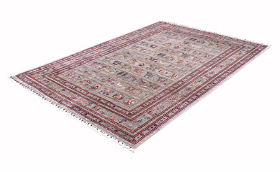 Tappeto Afghan grigio in lana, fatto a mano 253x171cm - CarpetLiving