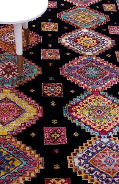 Tappeto Afghan multicolore in lana, fatto a mano 248x172cm - CarpetLiving