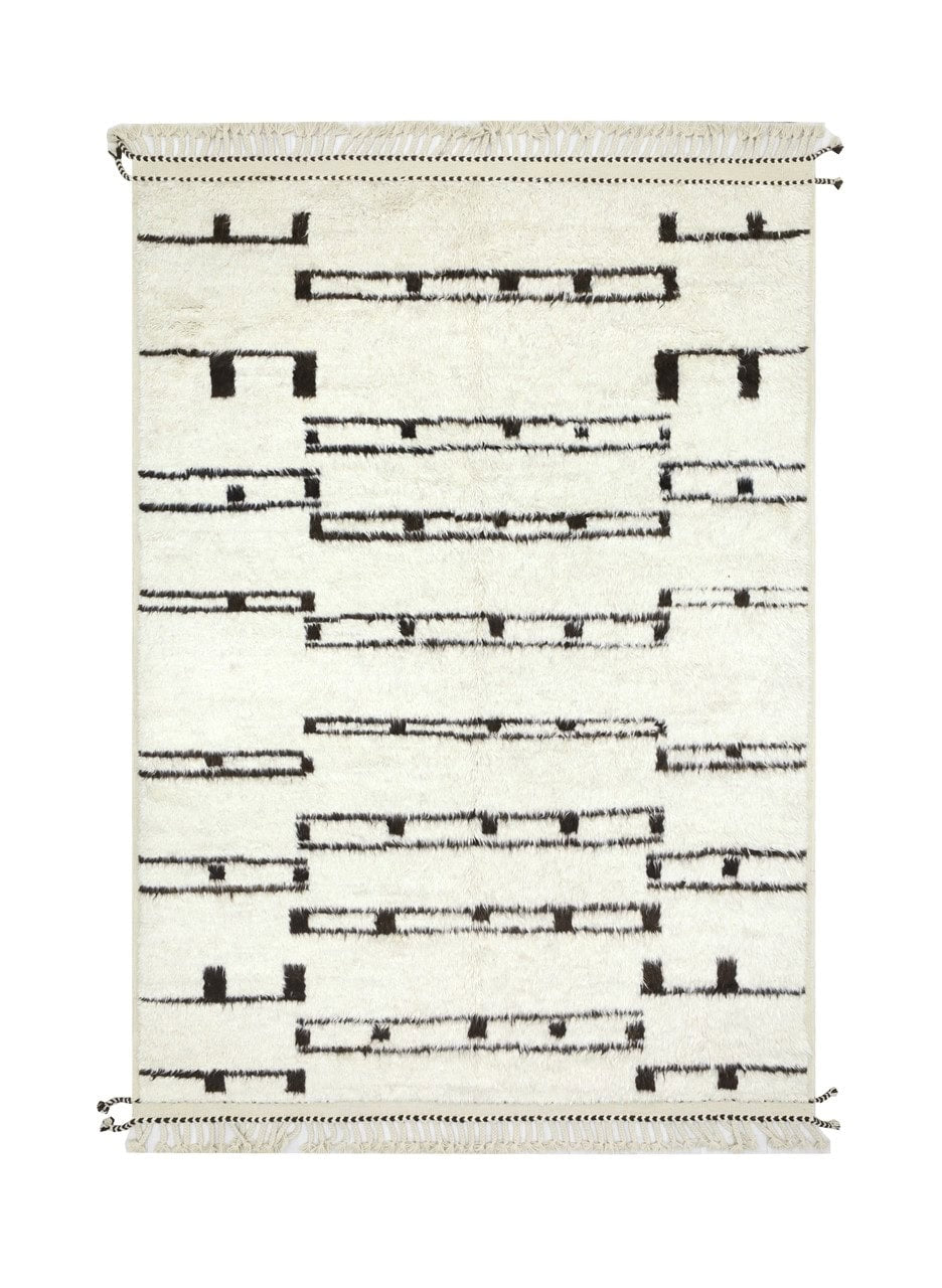 Modern design white Berber style carpet, handmade 299x210cm