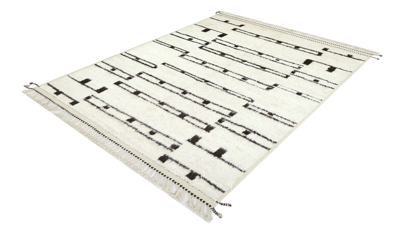 Modern design white Berber style carpet, handmade 299x210cm