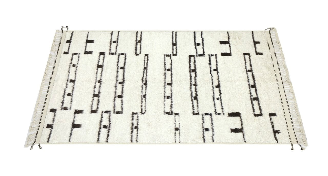 Modern design white Berber style carpet, handmade 299x210cm