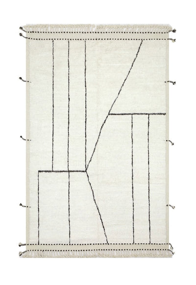 Tappeto design moderno bianco stile berbero, fatto a mano 300x205cm