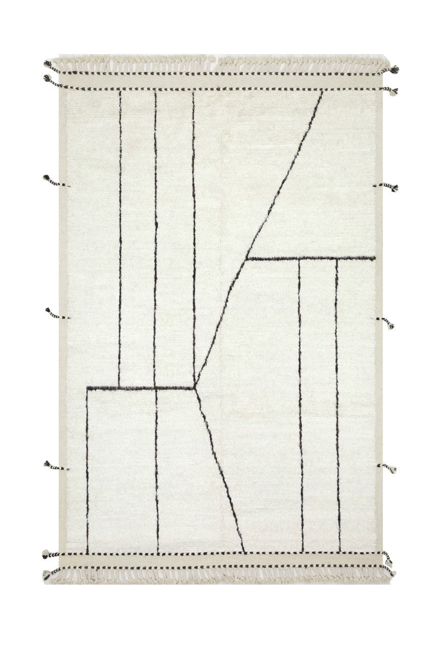 Modern design white Berber style carpet, handmade 300x205cm