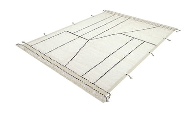 Tappeto design moderno bianco stile berbero, fatto a mano 300x205cm