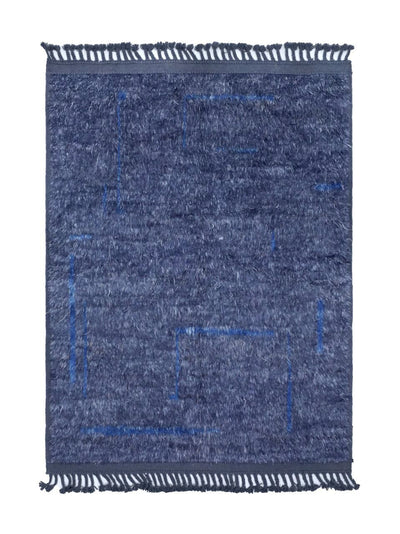 Tappeto moderno blu stile berbero, fatto a mano 204x152cm