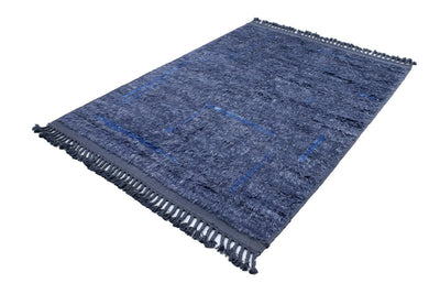 Tappeto moderno blu stile berbero, fatto a mano 204x152cm