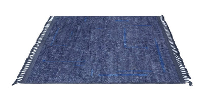 Tappeto moderno blu stile berbero, fatto a mano 204x152cm