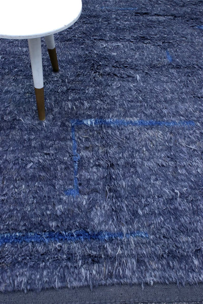 Tappeto moderno blu stile berbero, fatto a mano 204x152cm