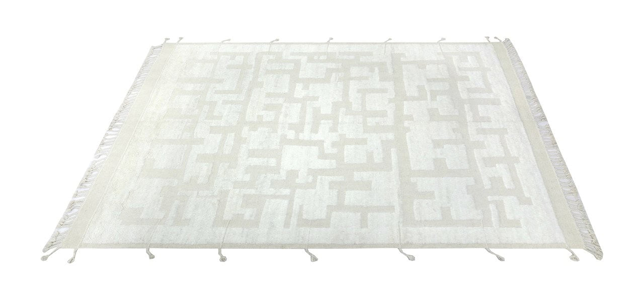 Modern design white Berber style carpet, handmade 347x255cm