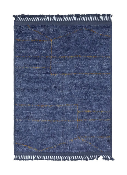 Modern blue Berber style carpet, handmade 200x151cm