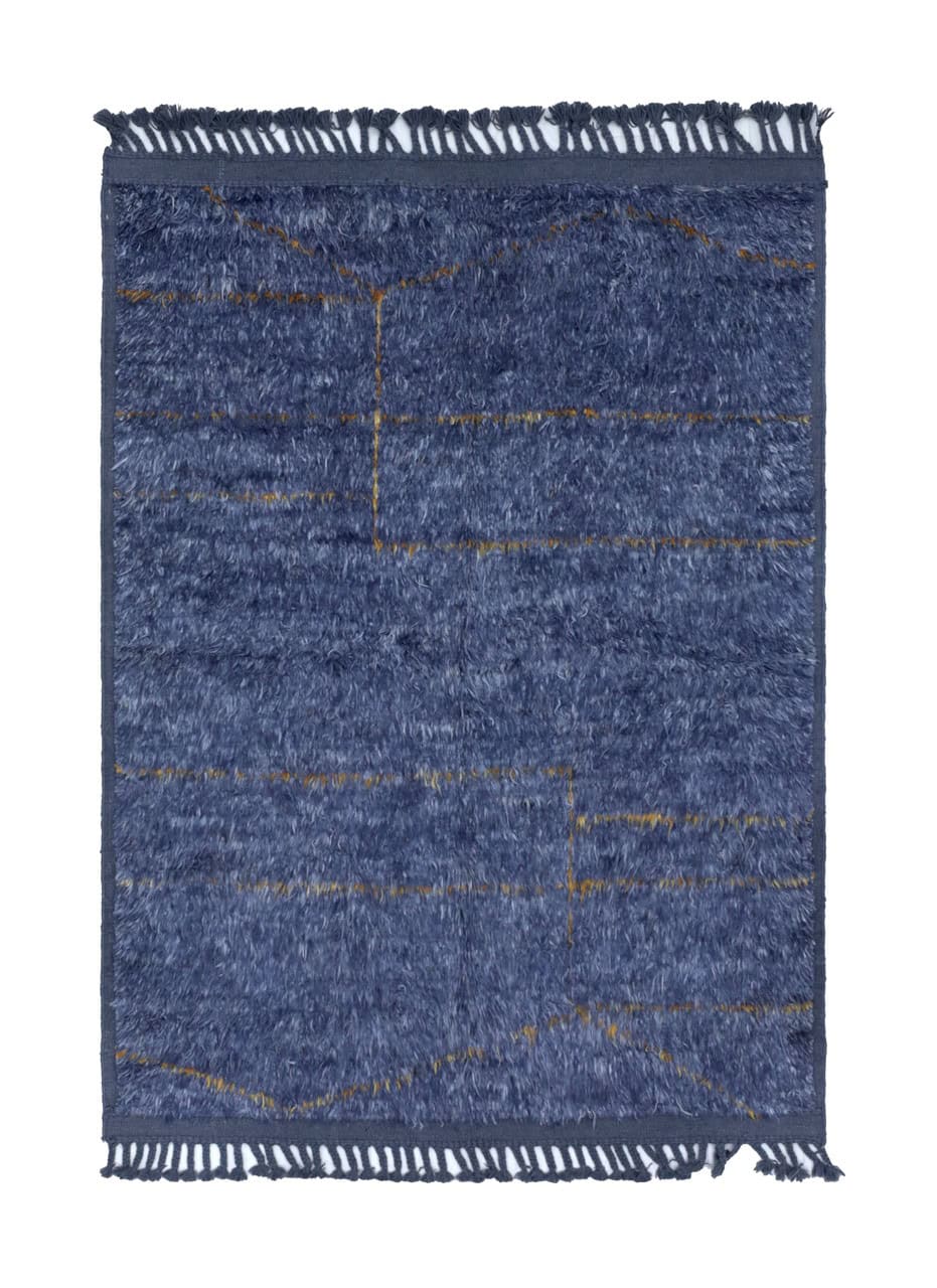 Modern blue Berber style carpet, handmade 200x151cm