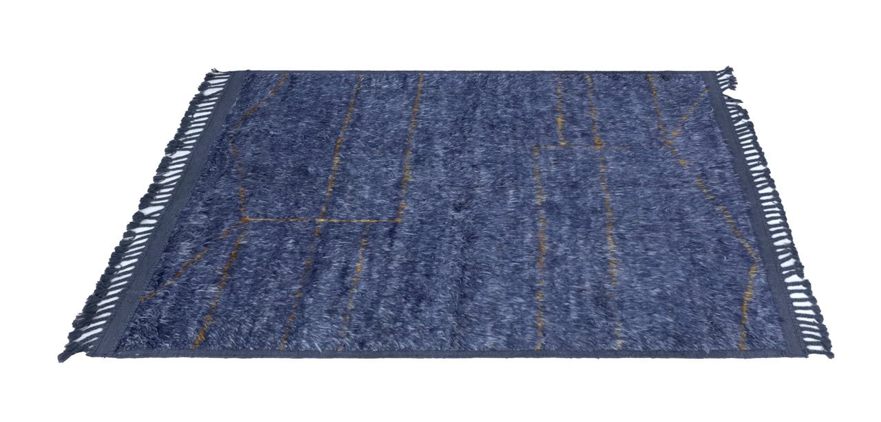 Modern blue Berber style carpet, handmade 200x151cm
