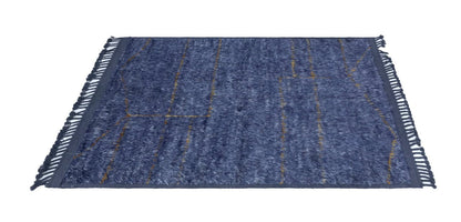 Modern blue Berber style carpet, handmade 200x151cm