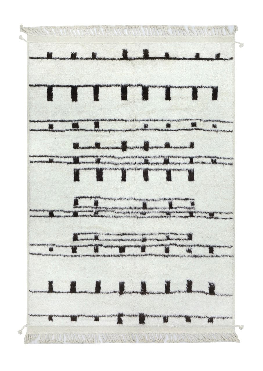 Modern design white Berber style carpet, handmade 298x216cm