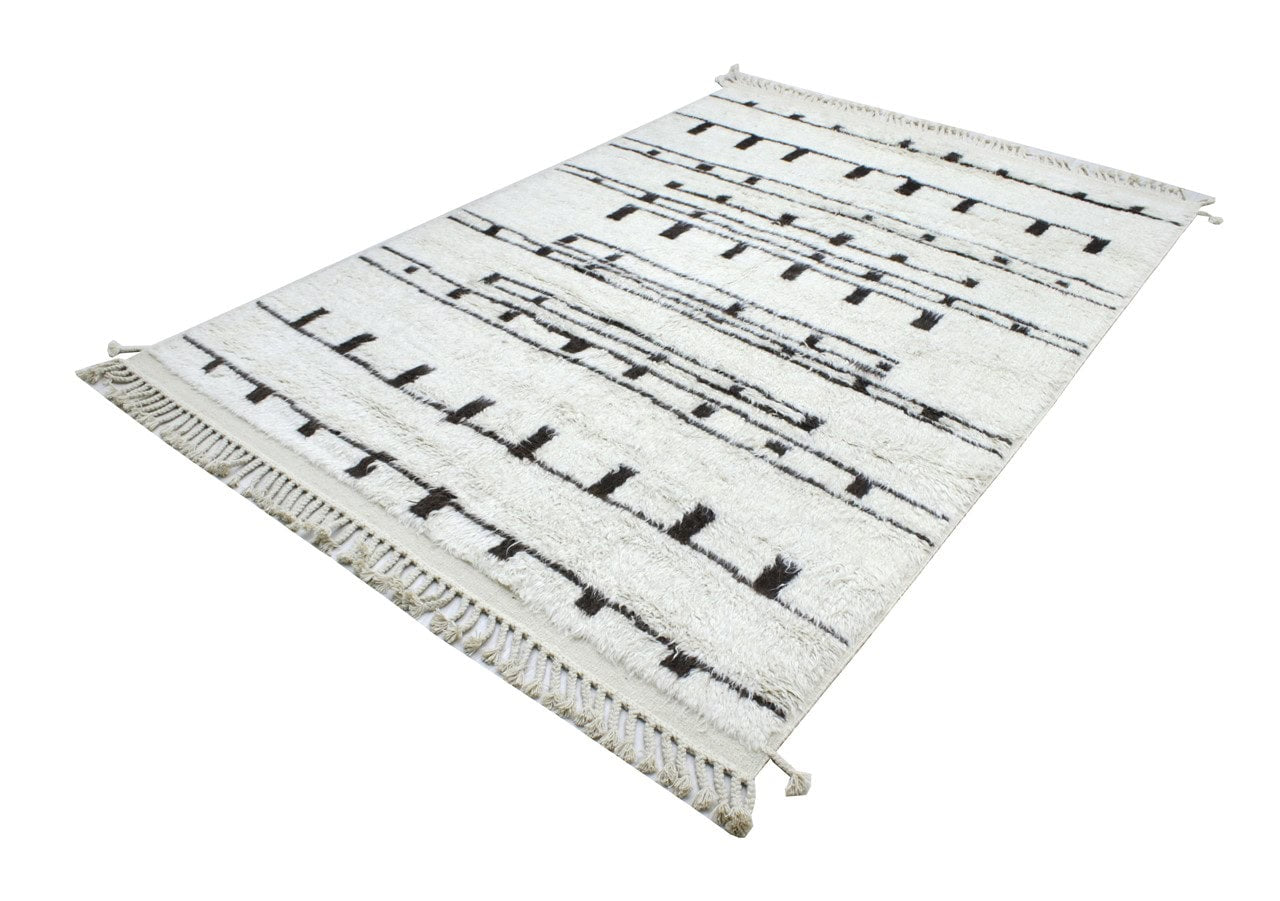 Modern design white Berber style carpet, handmade 298x216cm