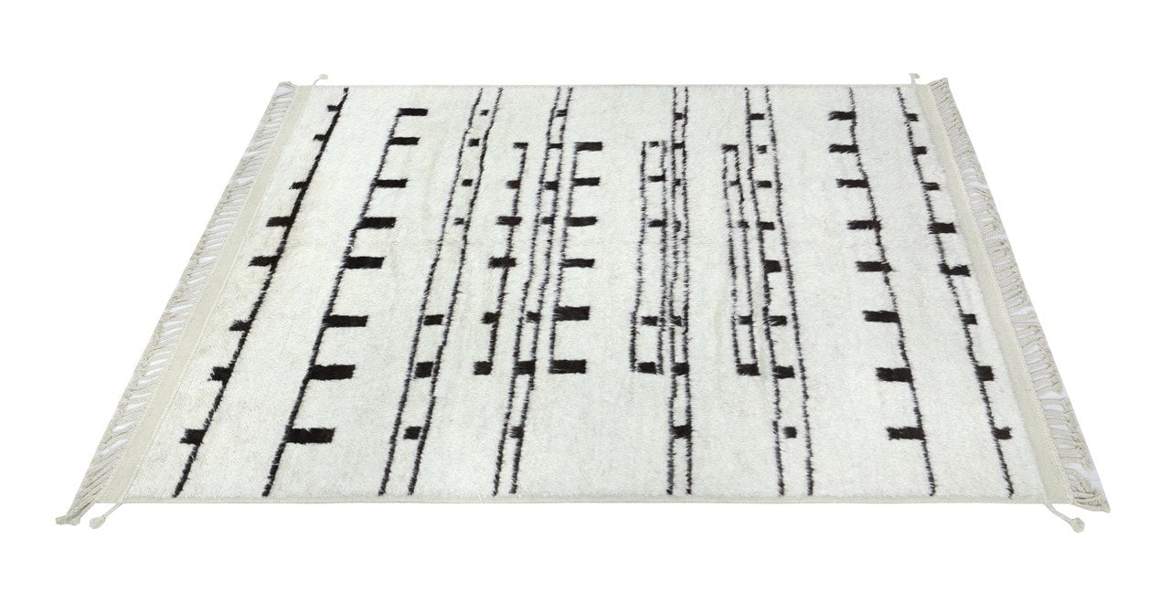 Modern design white Berber style carpet, handmade 298x216cm
