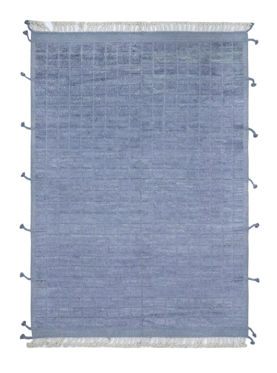 Modern blue Berber style carpet, handmade 293x217cm