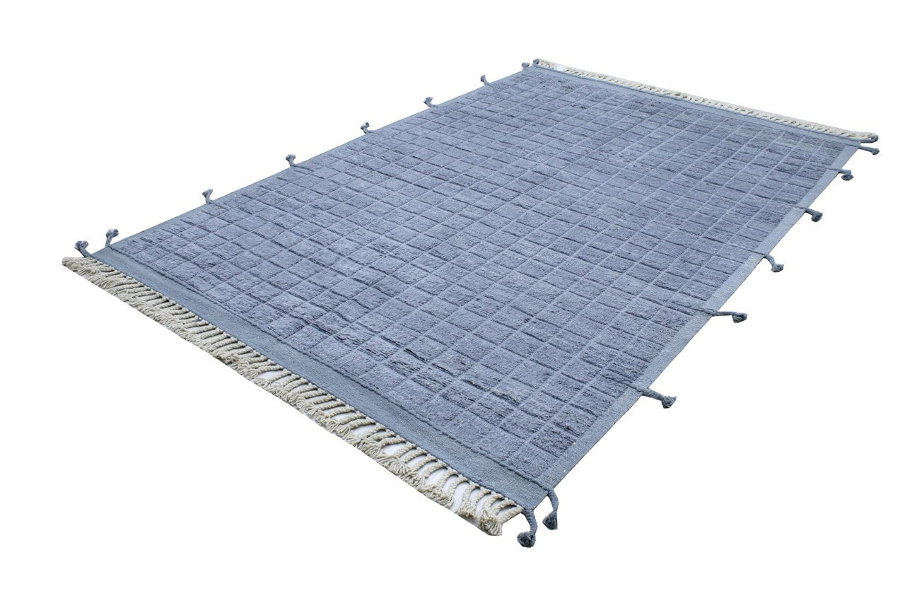 Modern blue Berber style carpet, handmade 293x217cm