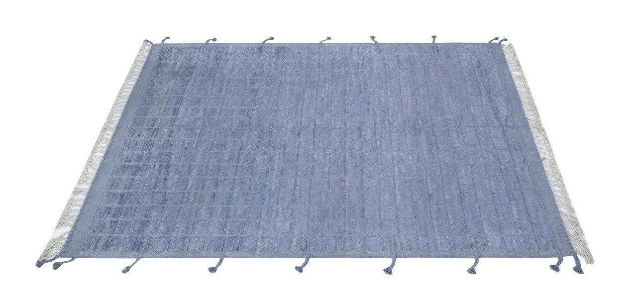 Modern blue Berber style carpet, handmade 293x217cm