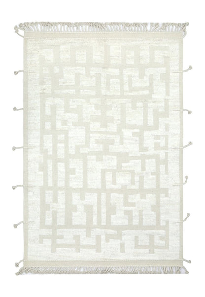 Modern design white Berber style carpet, handmade 299x206cm