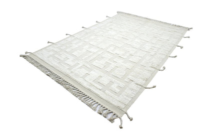 Modern design white Berber style carpet, handmade 299x206cm