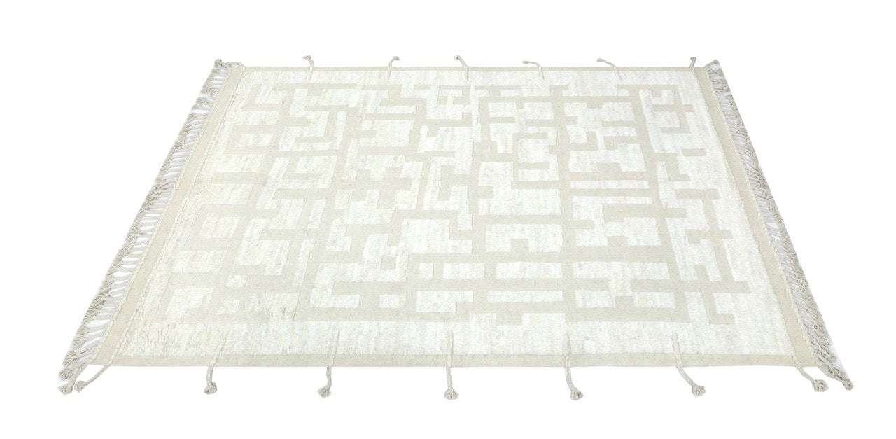 Modern design white Berber style carpet, handmade 299x206cm