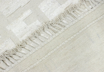 Modern design white Berber style carpet, handmade 299x206cm