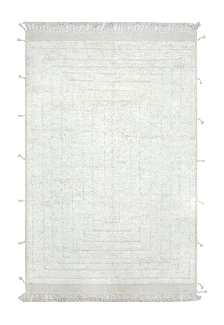Modern design white Berber style carpet, handmade 303x202cm