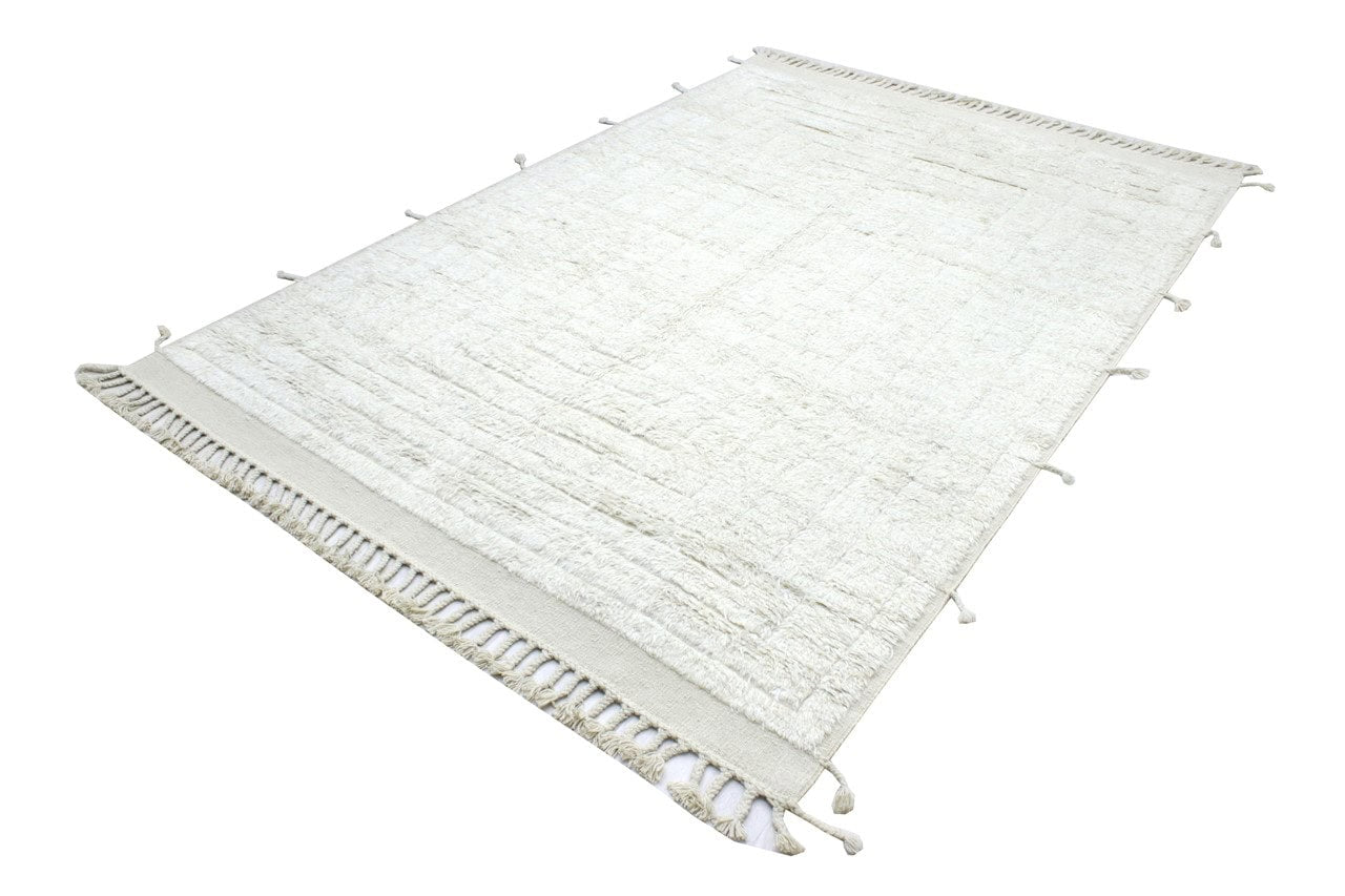 Modern design white Berber style carpet, handmade 303x202cm