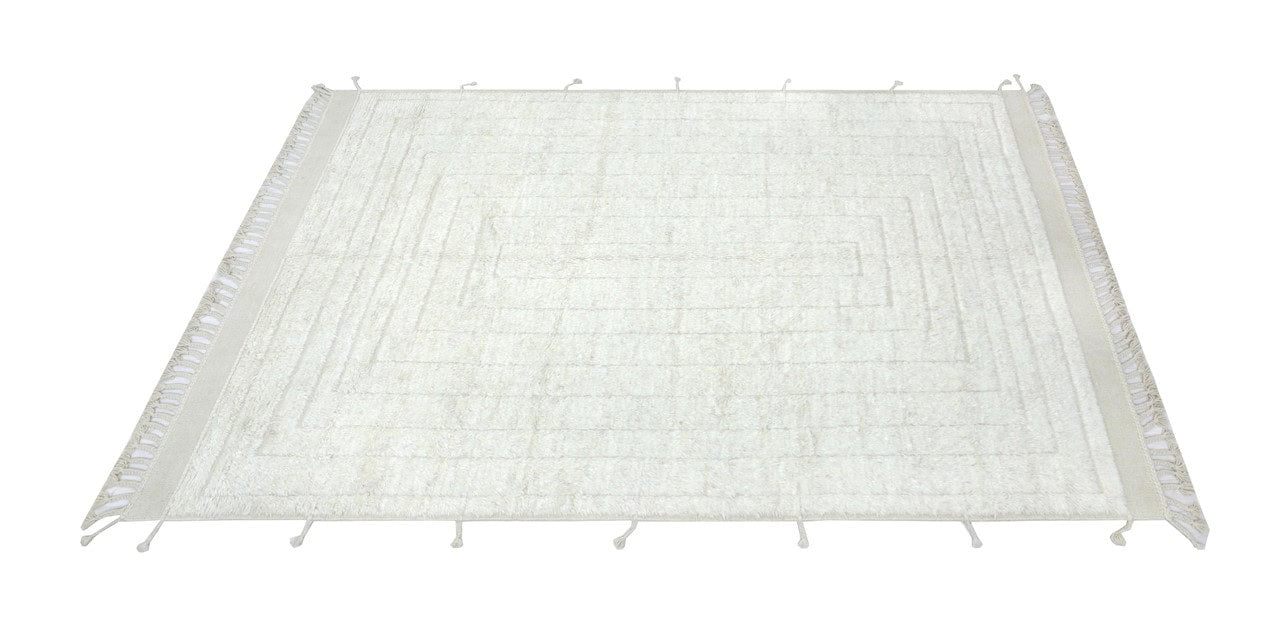 Modern design white Berber style carpet, handmade 303x202cm