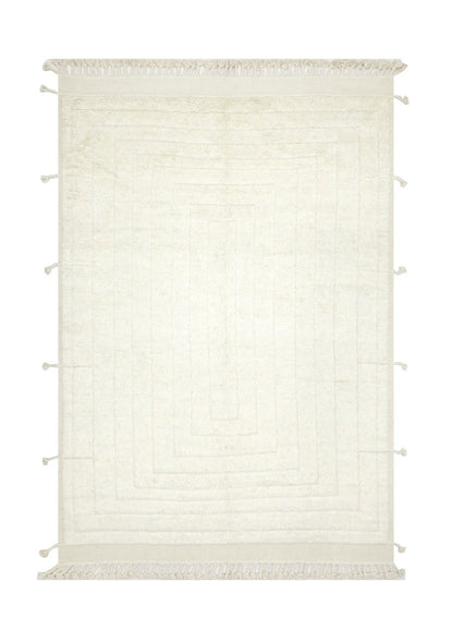 Modern design white Berber style carpet, handmade 296x213cm